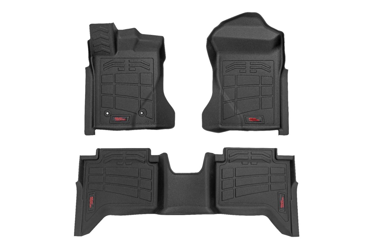 Ford Ranger Floor Mats - Front + Rear - Rough Country - Sure-Fit - '24-'25